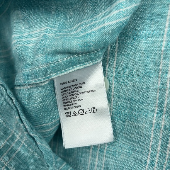 Tommy Bahama Linen Shirt Men's XXL Blue Button Up Beach Hawaiian Plaid Casual - Picture 5 of 8